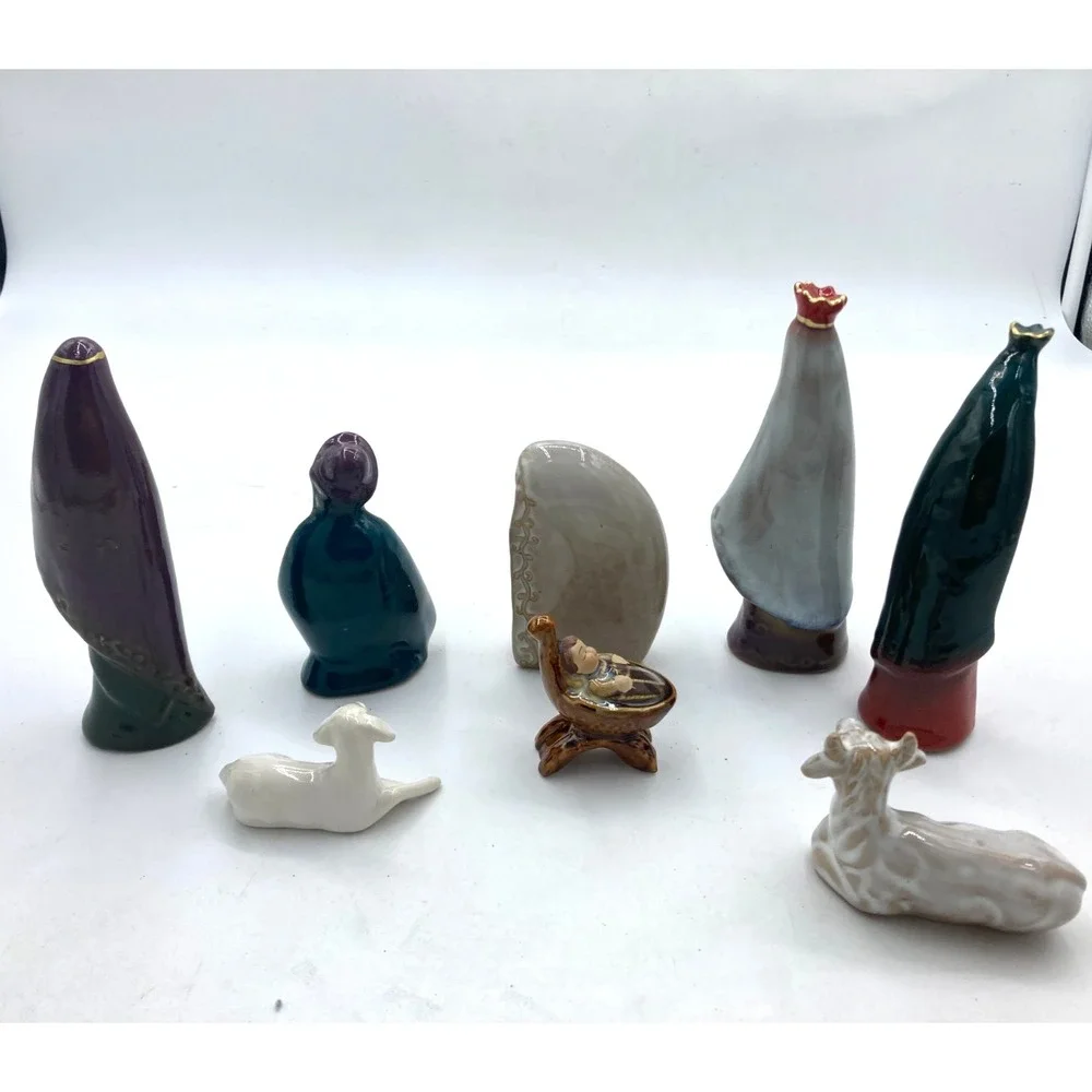 Creative Co-Op Ceramic Nativity Scene, Replacement Pieces, Mary‎ Baby Jesus 8 pc